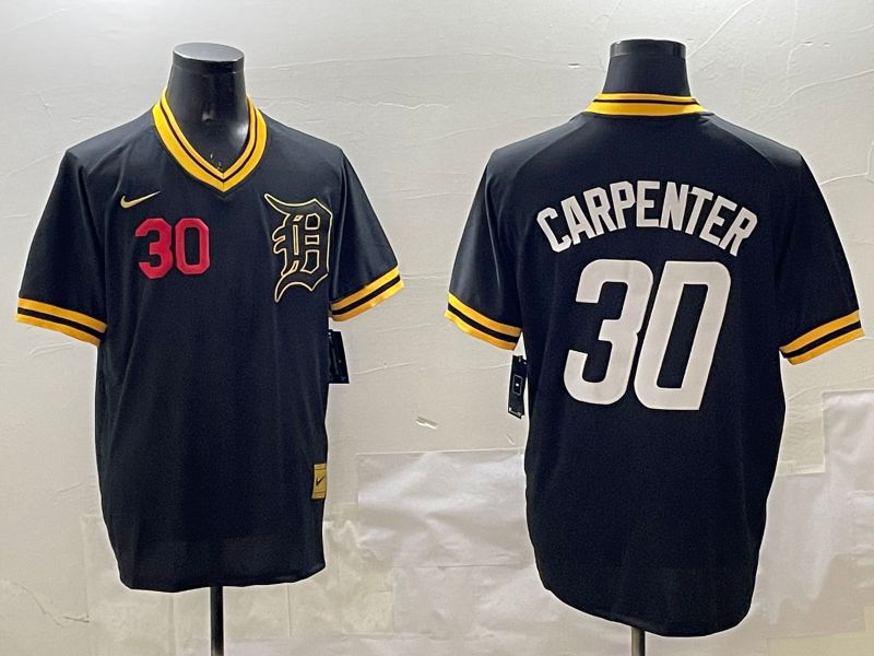 Men Detroit Tigers #30 Carpenter Black Gold Game 2025 Nike MLB Jersey style 2